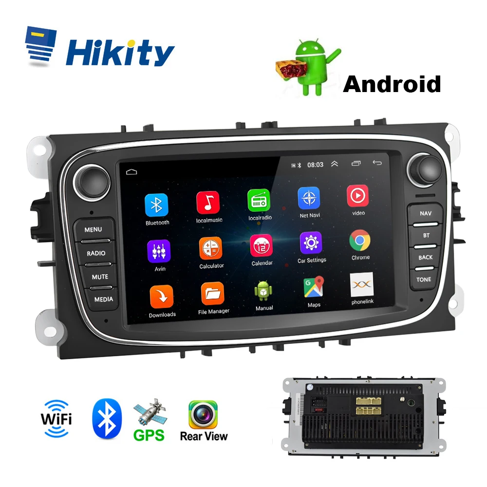 Hikity 2din автомобильный радиоприемник " Зеркало Ссылка проигрыватель Android gps wifi Bluetooth CANBUS для Ford Focus Mondeo C-MAX S-MAX Galaxy II Kuga