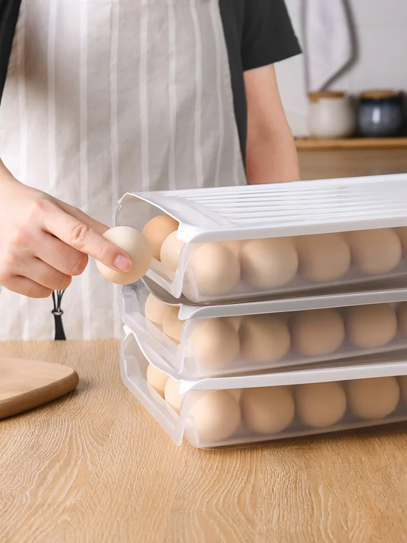 

Egg Holder for Refrigerator Transparent Egg Storage Container Box Tray Food Storage With Slope Design Easy to Access CY50513