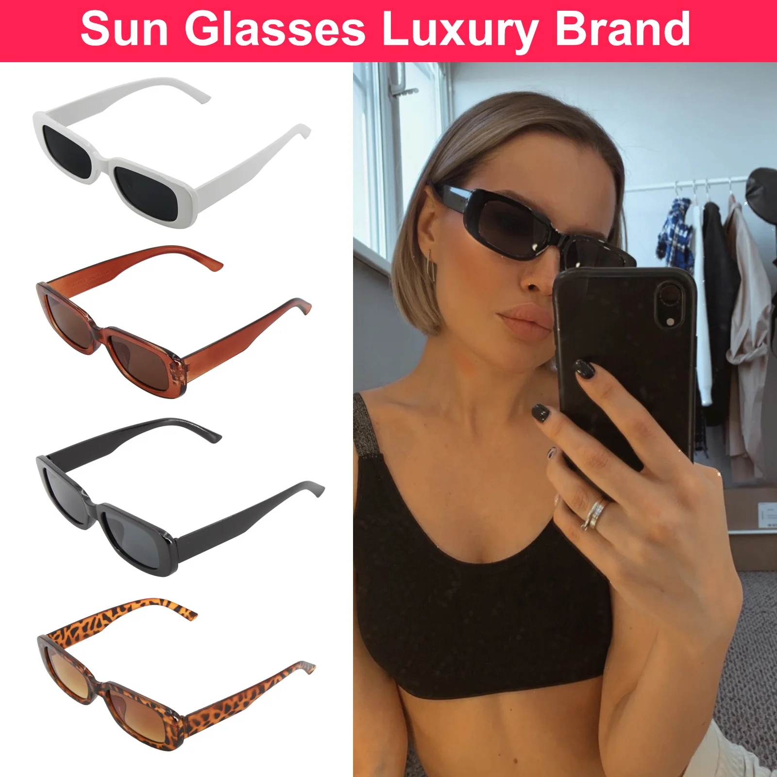 2021 Квадратные Солнцезащитные очки роскошные брендовые дорожные маленькие