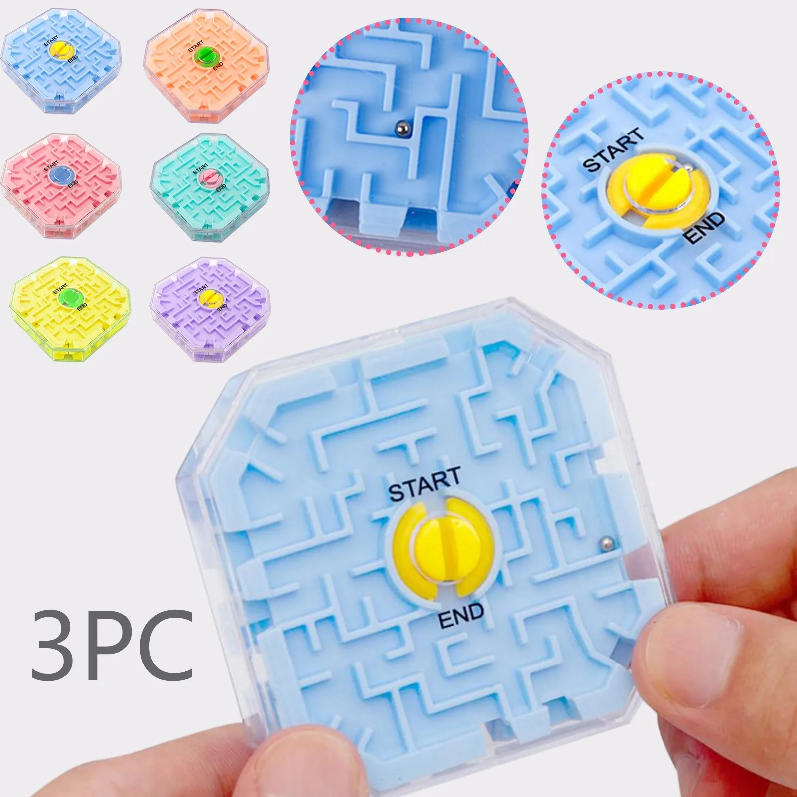 

b# 3/2/1pcs 3d Maze Magic Cube Transparent Six-sided Puzzle Speed Cube Rolling Ball Game Cubos Maze Toys Children Educational