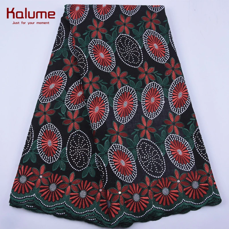 Kalume African Swiss Cotton Lace Fabric Cheap Nigerian Voile With Stones 5 Yard For People Dress F1926 | Дом и сад