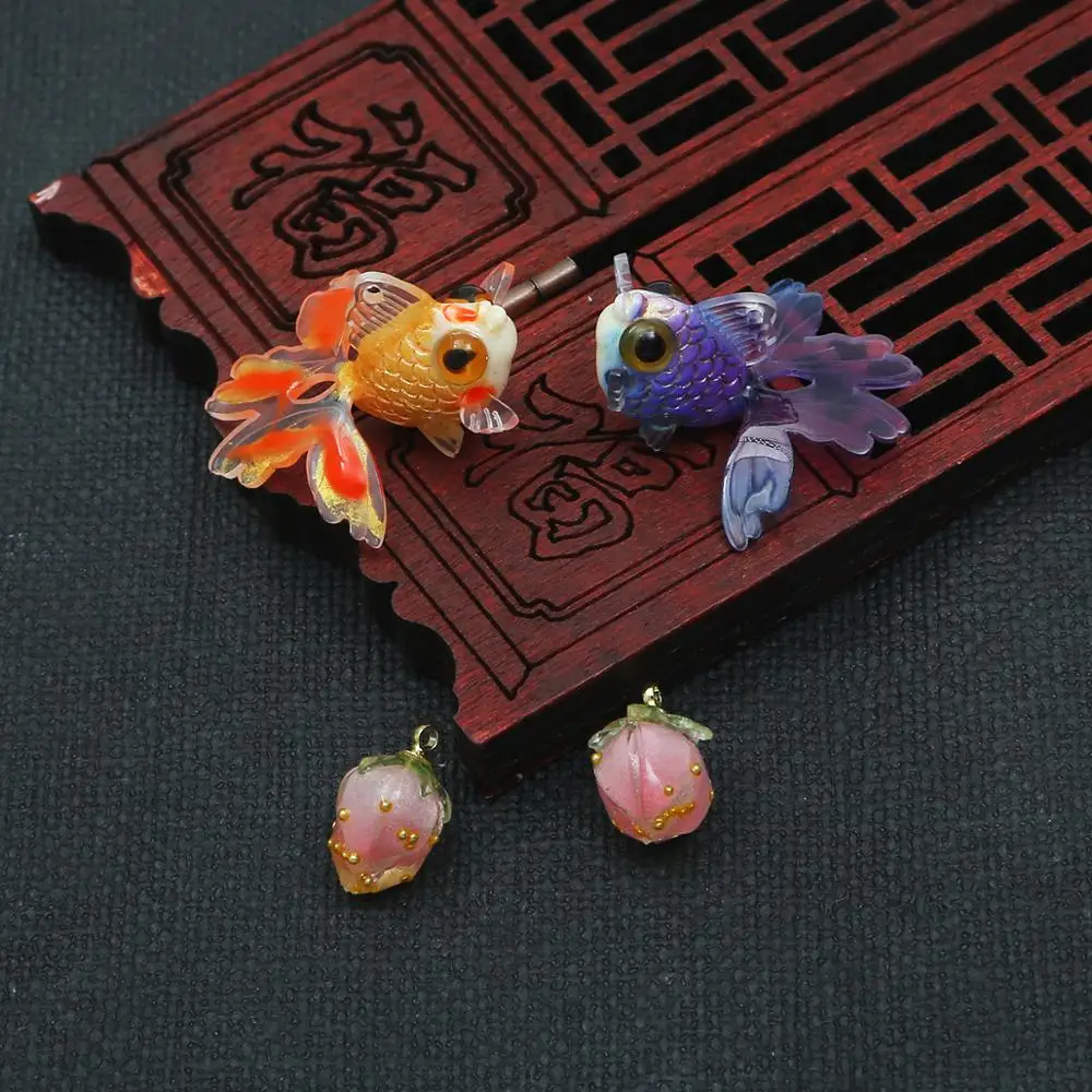 1 pcs/bag Acrylic Goldfish Strawberry Shape Charms Beads Pandents For DIY Jewelry Earring Jewelry Making  Necklaces Accessories