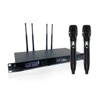 quad channel fm cordless mic set with metal handheld mics for professional stage