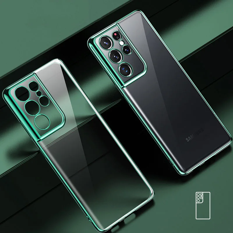 

For Samsung Galaxy S21 Case Luxury Plating Soft Clear Phone Cover For Galaxy A52S A52 A72 S21 Plus S21 Ultra 5G Phone Cases