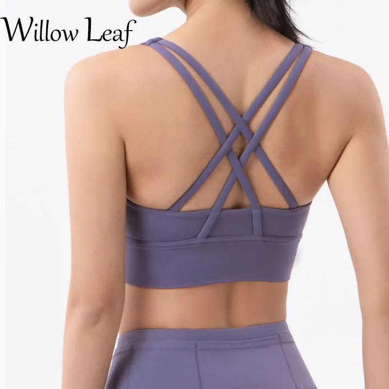 

Willow Leaf Fitness Sports Bra for Women Push Up Crisscross Strappy Running Gym Training Workout Yoga Underwear Crop Tops