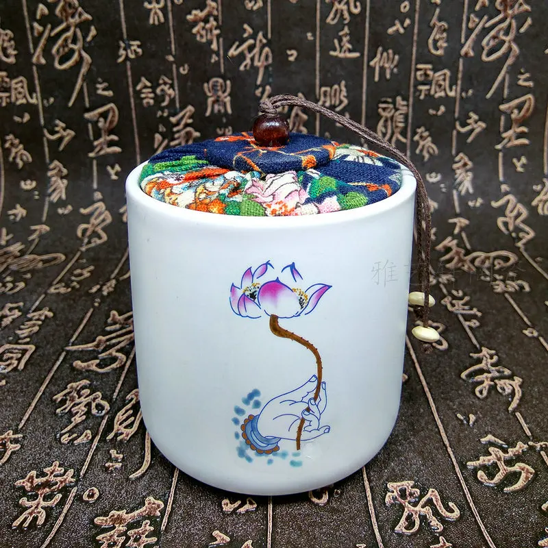 Чистый белый нижний Гладкий керамический чайник маленькая синяя ручка контейнер