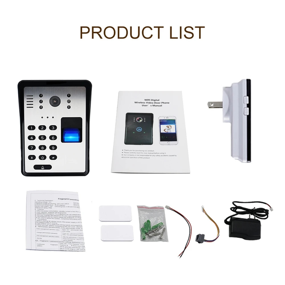 

Wireless Video Door Phone Smart Wifi Video Doorbell RFID Password Door Phone Intercom Fingerprint Unlock IR Wireless Doorbell