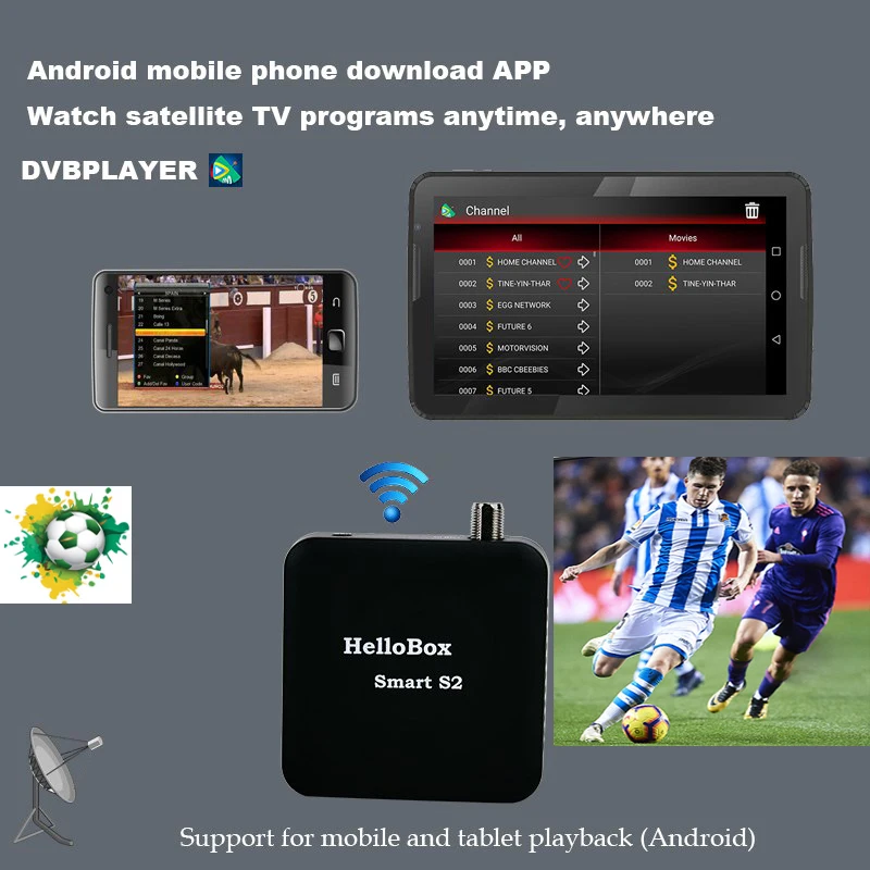 Hellobox Smart S2 Full HD спутниковый Finder тюнер TV Play на мобильный телефон/планшет DVB плеер