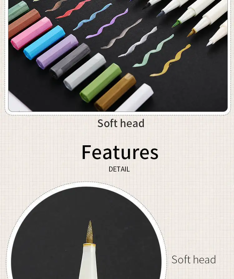 10pcs/lot STA Metallic Marker Pen School art supplies Scrapbooking Crafts Soft brush pen fineliner permanent Stationery 04312
