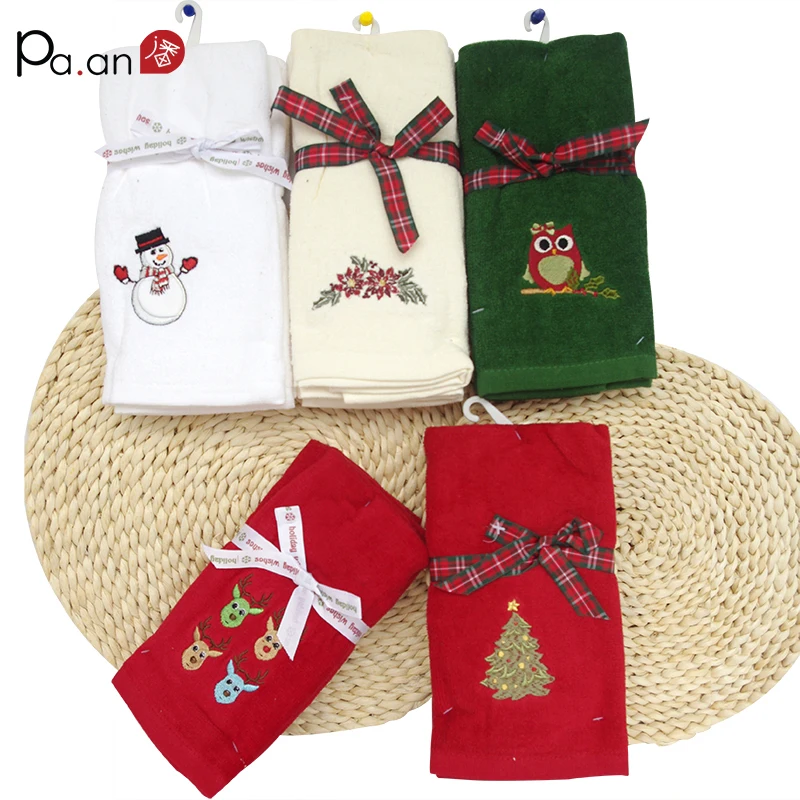 100% хлопок полотенце для лица детей мультяшный Санта Клаус Сова снеговик дерево