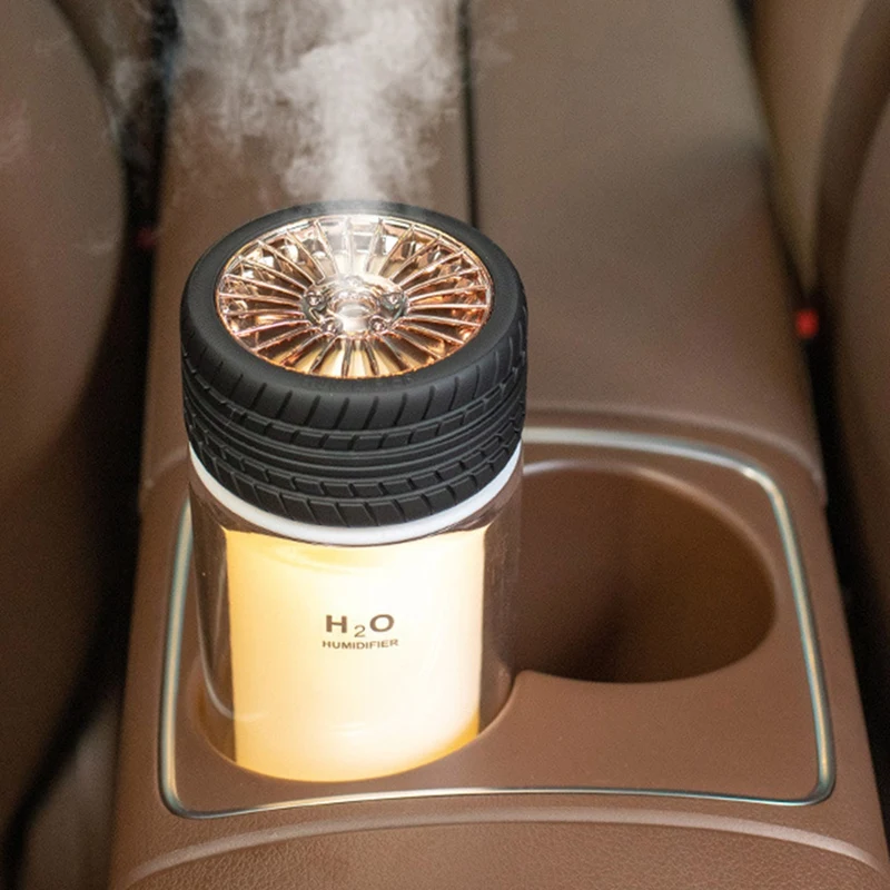 

250Ml Tire Air Humidifier Diffuser Two Modes Colorful Lights No Noise Humidification Automatic Power Off for Car