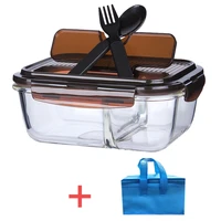 microwave glass bento box korean style bpa free school student lunch box with compartments leak proof office food container set