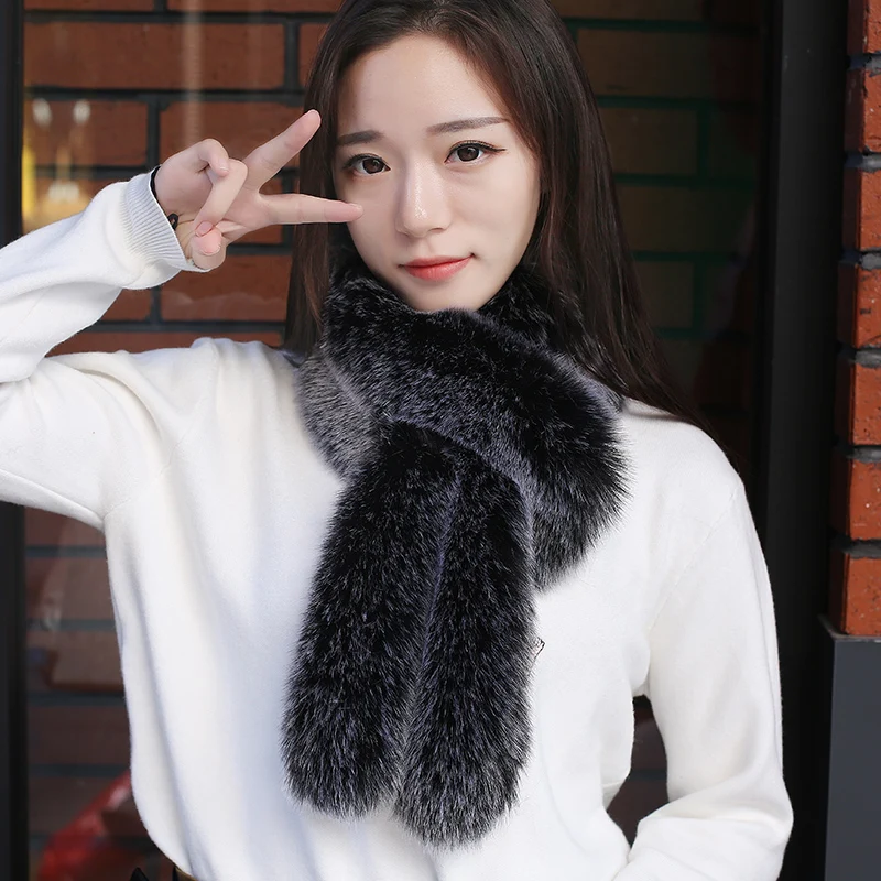 

Winter Wraps Warm Faux Fox Fur Scarves For Women Scarf Fur Coat Scarves Luxury Collar Neck Warmer Collar 80cm*15cm Lovers Gifts