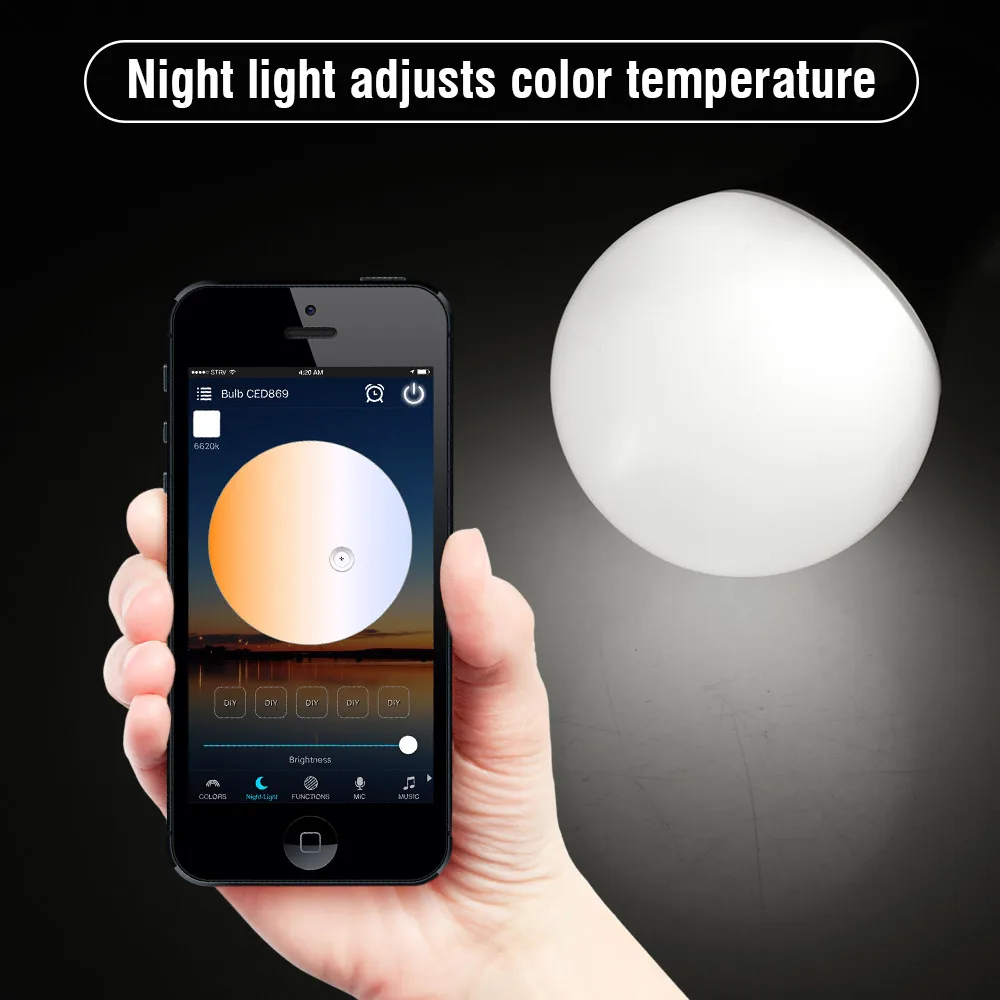 Затемняемый 7 Вт E27 WiFi смарт светильник лампа с дистанционным голосовым