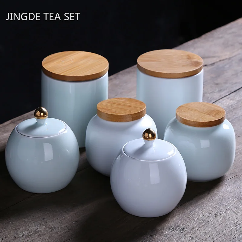 

Boutique Ceramic Tea Caddy Travel Portable Coffee Moisture-proof Jars Nut Airtight Cans Home Kitchen Spice Storage Container