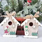 Рождественский дом с печатным оформлением, подвески, украшения, подарки, Санта-Клаус, декор сделай сам, искусственное дерево K1F1