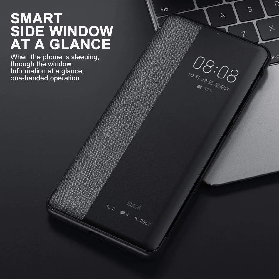 Флип чехол для Huawei P30 Pro Smart Touch прозрачный из искусственной кожи P20 противоударный