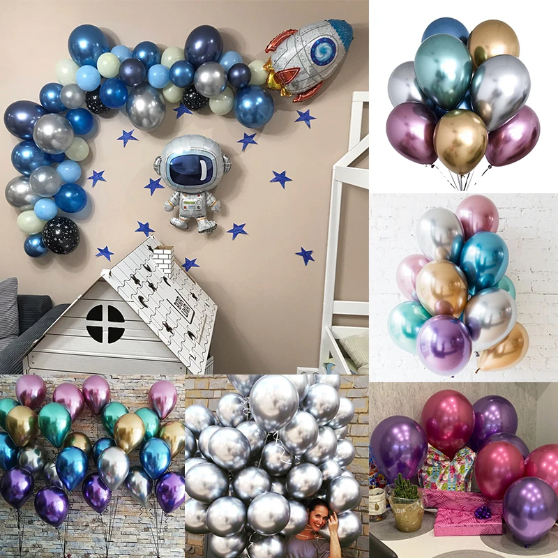 10 шт./лот 12 дюймов хромированный матовый металл латексный воздушный шар День
