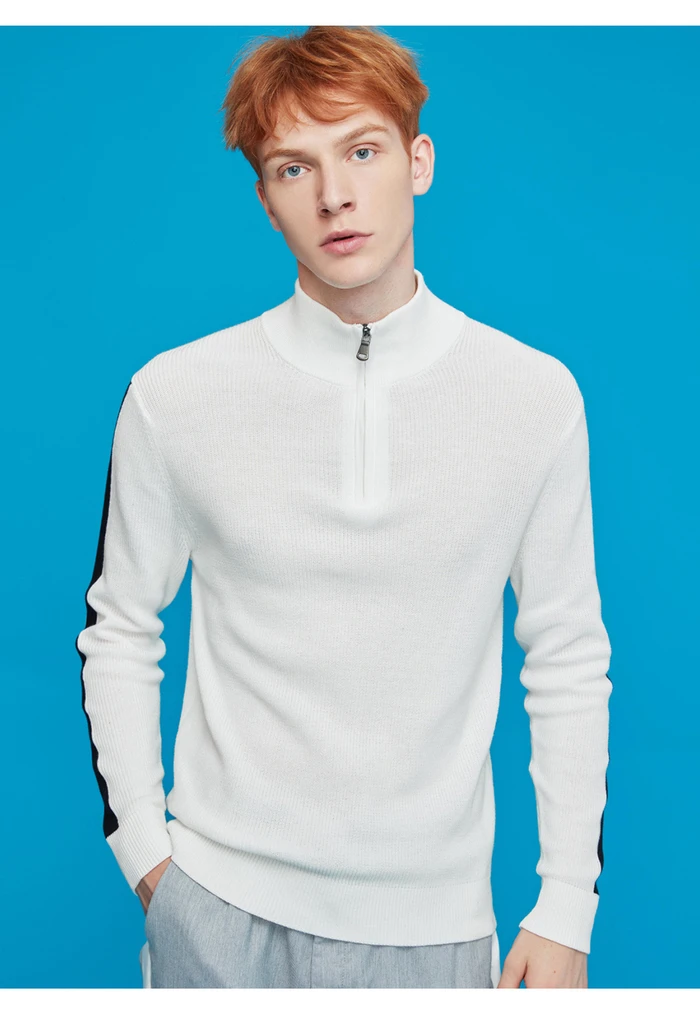 Giordano мужские свитера Mockneck половина Placket контрастный вязаный свитер молния муха Легкий эластичный мужской s свитера для 90059877