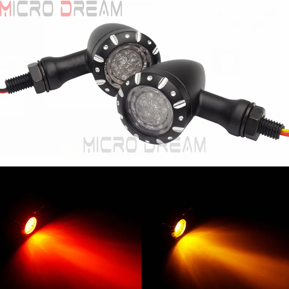 Мотоциклетные черные светодиодсветодиодный Сигналы поворота в стиле ретро