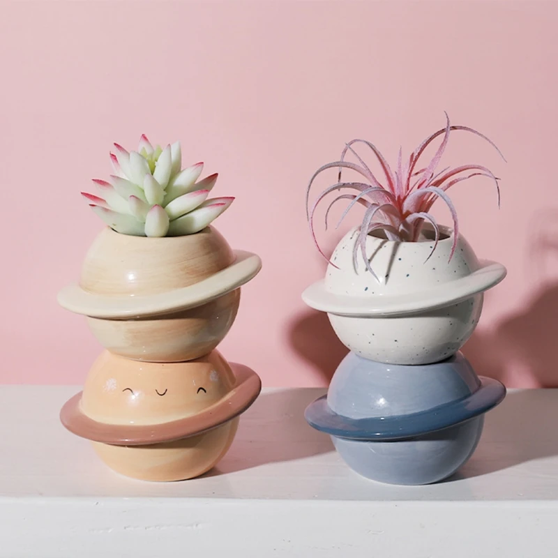 Творческие планеты горшок для суккулентов Керамика ящик комнатных растений с