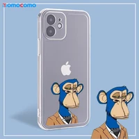 creative cartoon monkey protection clear phone case for iphone 11 12 13 pro max mini xs xr 7 8p soft transparent phone coque