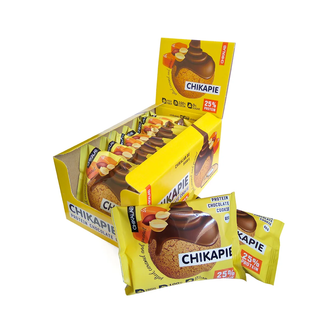 Печенье протеиновое глазированное с начинкой Арахисовое CHIKALAB 60г по 9 шт |