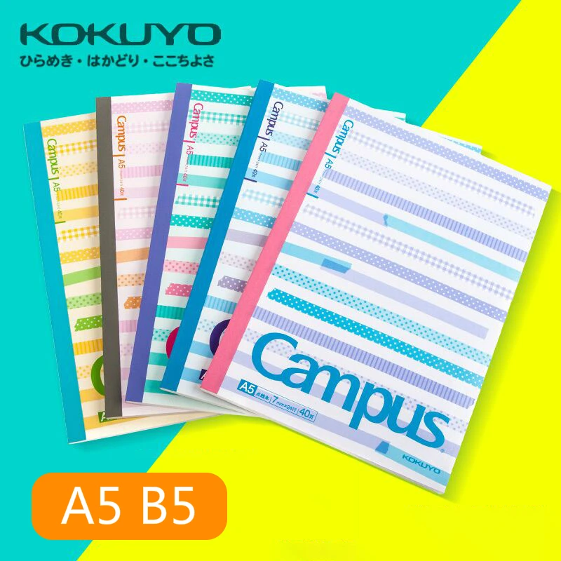 

1 pc KOKUYO WCN-CNB3430 Students Notebooks Campus Sticker Series Simple Design A5 B5 Color Cover Dotted Lines 40 Sheets