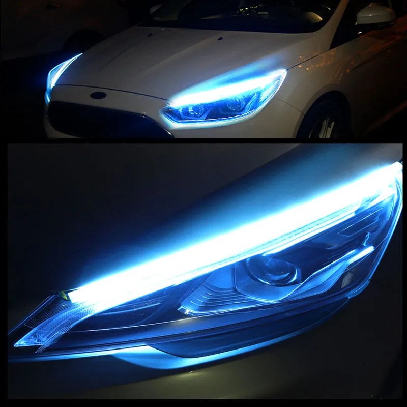 

2 Pc Streamer Light Turn Signal Strip Headlight Ultra-thin External Guide Dual-color Daylight Non-destructive Installation Lamp
