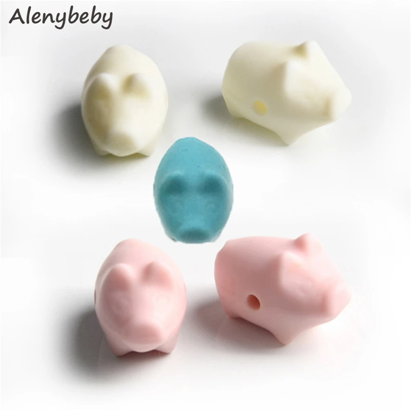 

Silicone Pig Beads BPA Free Food Grade Silicone Animal Teether DIY Baby Teething Beads Mom Infant Necklace Bracelet Toys