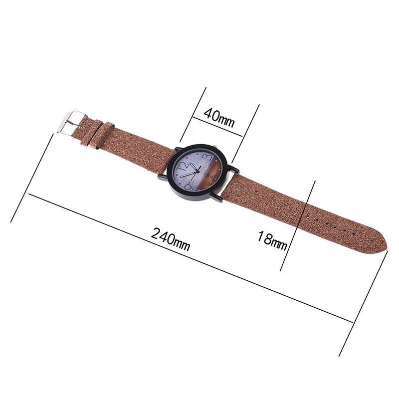 

Fashion casual retro striped turntable pattern leather ladies watch Korean version of the tree student watch