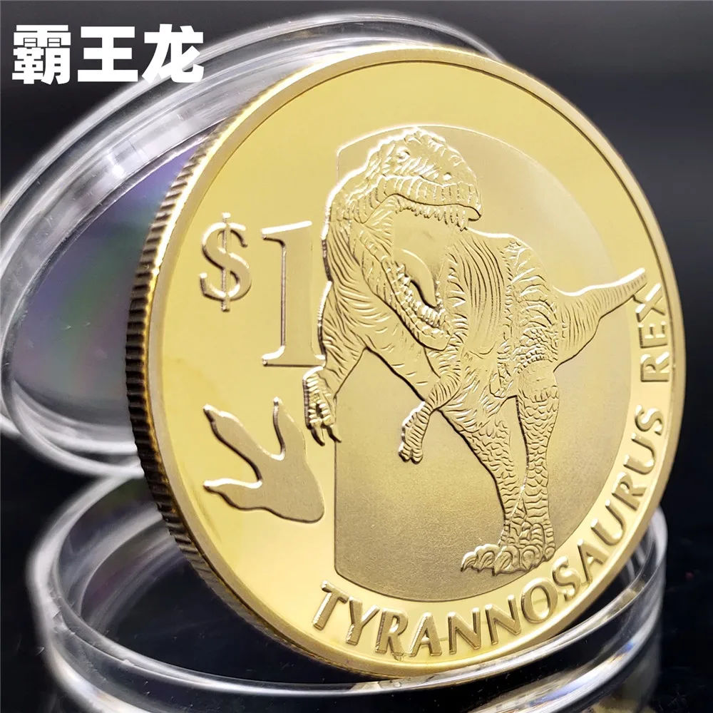 

5set Dinosaur Gold Coin Jurassic Dinosaur Commemorative Coin Tyrannosaurus Coinosaur