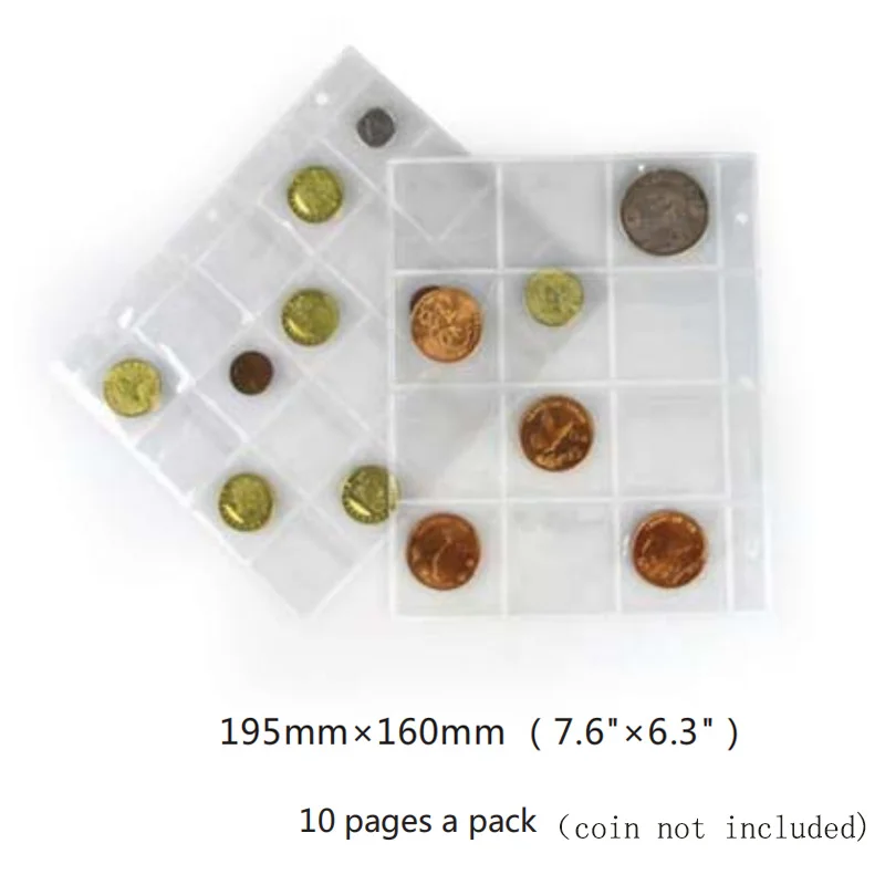 Mixed 20pieces PCCB 12/20 сетка монета карманный альбом вставка страницы, монета протектор альбом связующие листы рукава 12/20 отверстия - Цвет: Mixed 20pieces