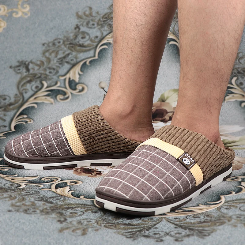 

Slippers for Men 2020 winter Gingham at Home goods cosiness Wear-resistant House Slippers man Rubber Room Shoes