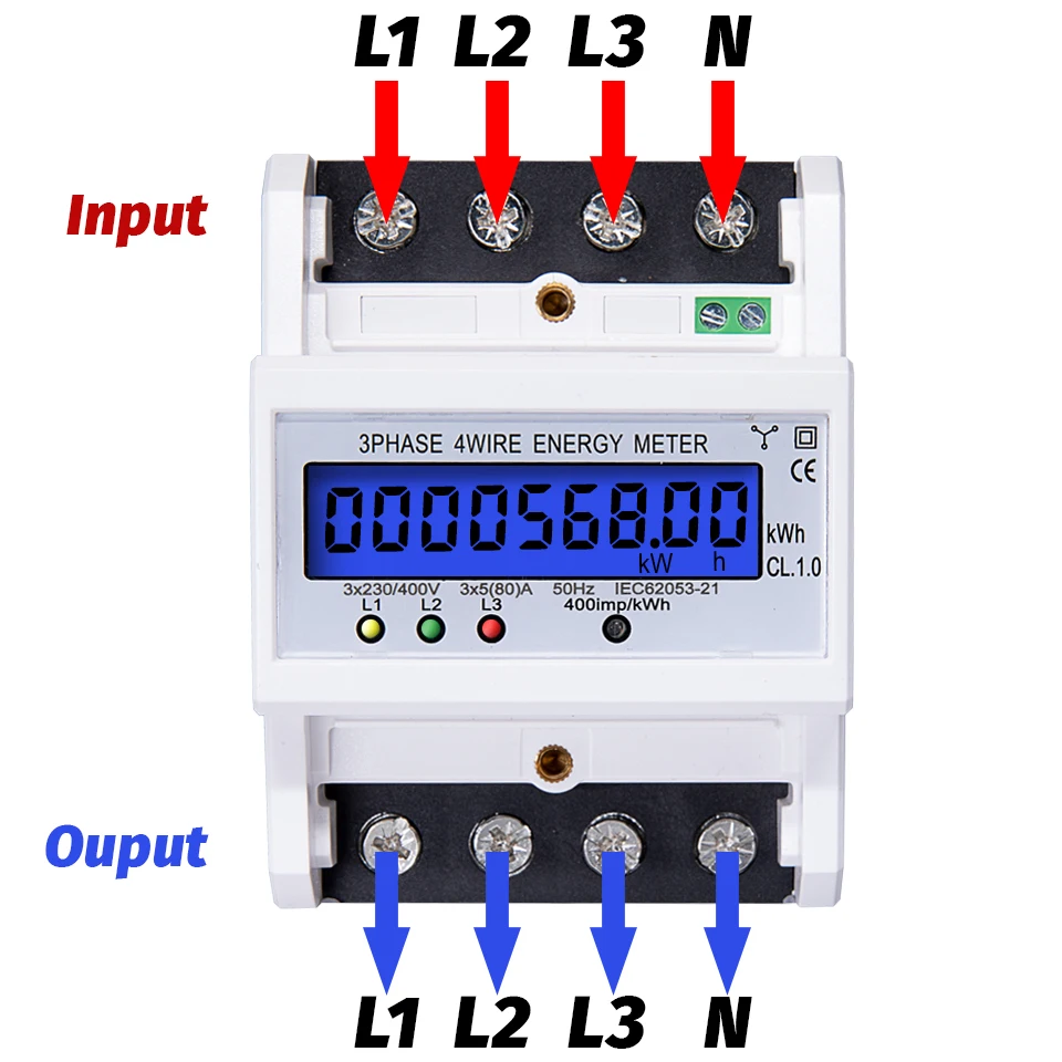 Din Rail 3 фазы 4 провода счетчика энергии метр электронный счетчик Мощность