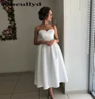 Короткое свадебное платье Mbcullyd до середины икры, 2020, элегантные пляжные платья а-силуэта в богемном стиле, свадебные платья для женщин, Vestido De Noiva