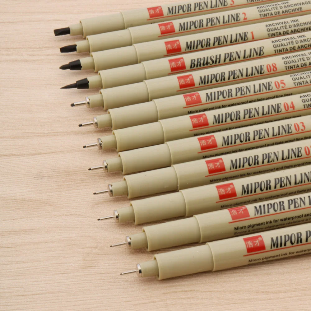 12 шт. мягкая кисть Micron ручка для рисования пигмент 005 01 02 03 04 05 08 тонкие точечные