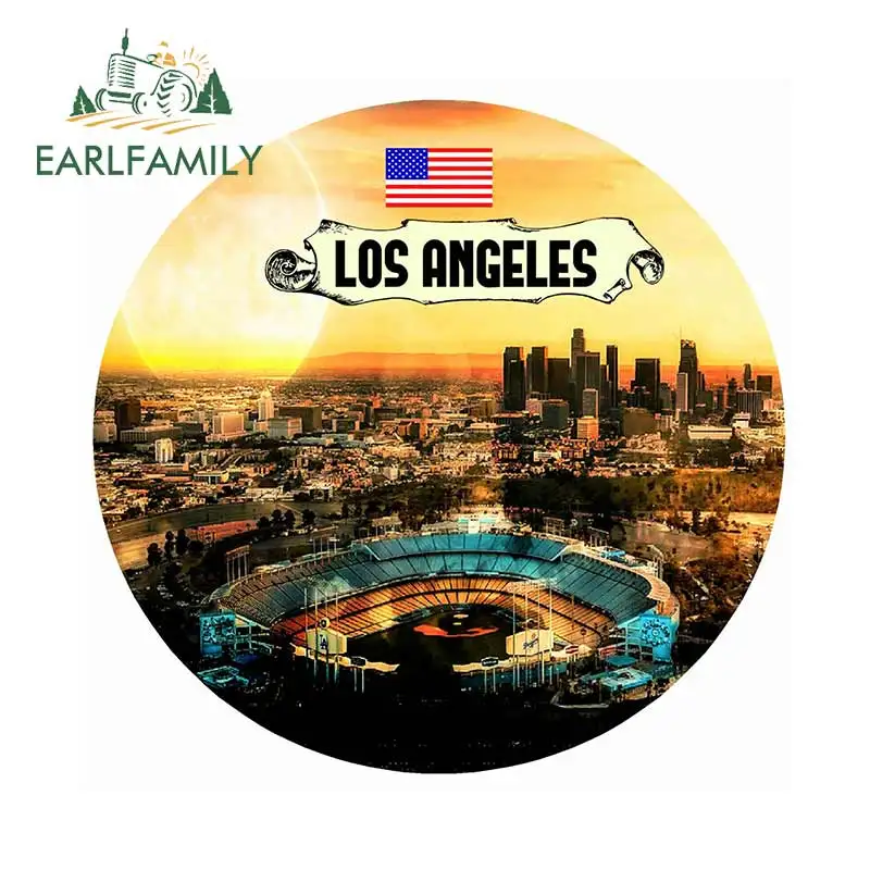 

EARLFAMILY 13 см x 13 см Стайлинг автомобиля Лос-Анджелес США круглый сувенир магнитные наклейки на холодильник для автомобиля графика мотоцикла