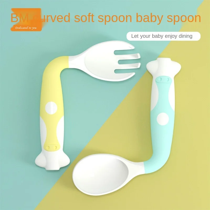 Silicone Spoon for Baby Utensils Set Auxiliary Food Toddler Learn To Eat Training Bendable Soft Fork Infant Children Tableware enlarge