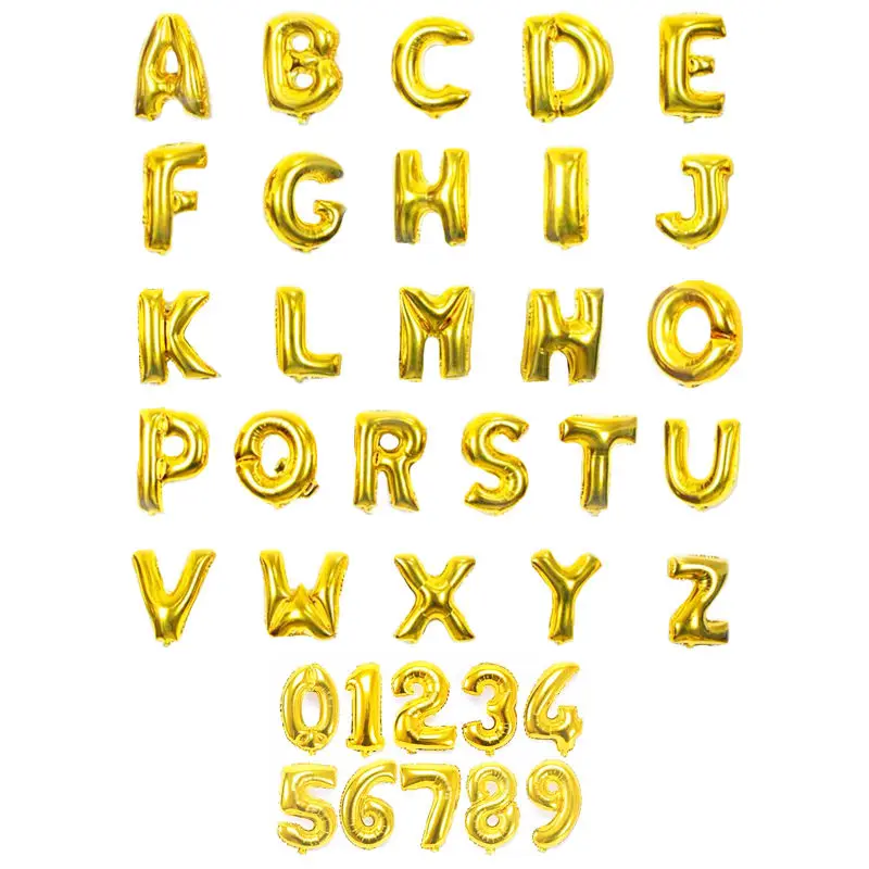 16 дюймов Количество воздушных шаров цифры имя в виде золотых букв клипсы для