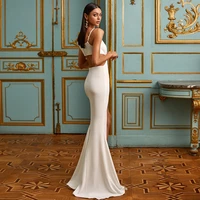 sexy mermaid v neck side slit formal evening dresses party dresses spaghetti straps floor length special occasion gowns