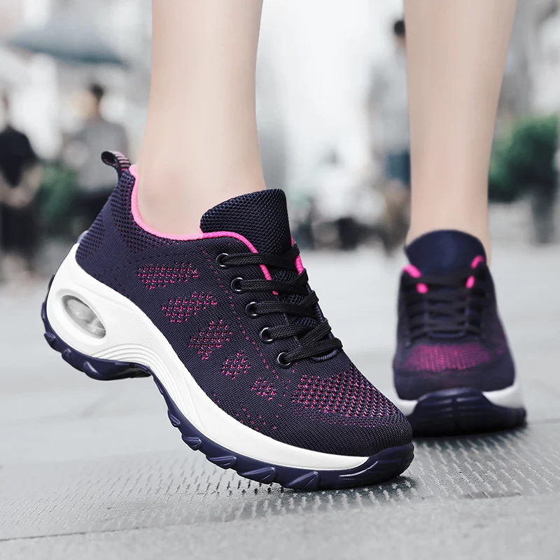 

Women Running Shoes White Black Platform Sneakers Non Slip Durable Ladies Trainers Jogging Walking Fitness Sport Shoes Comfort