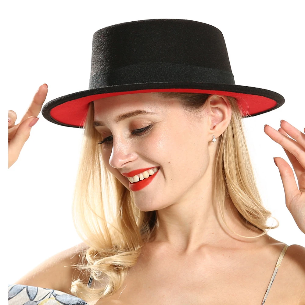 Женская Черная Шляпа Fedora с широкими полями шерстяная шляпа для церкви женская