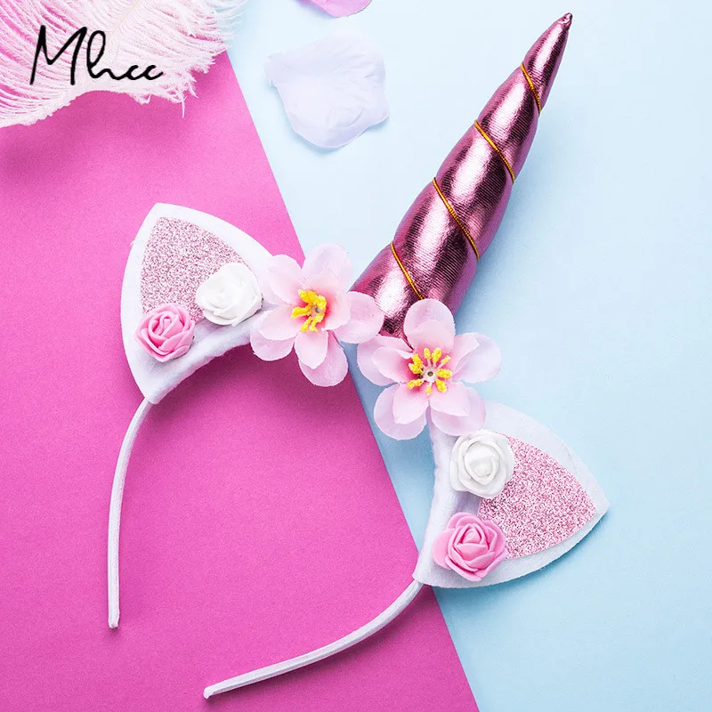 

Girls Flower Cat Ears Cute Unicorn Headbands Children Headwear Photo Props Party Hair Hoop Hairbands Kids Hair Accessories