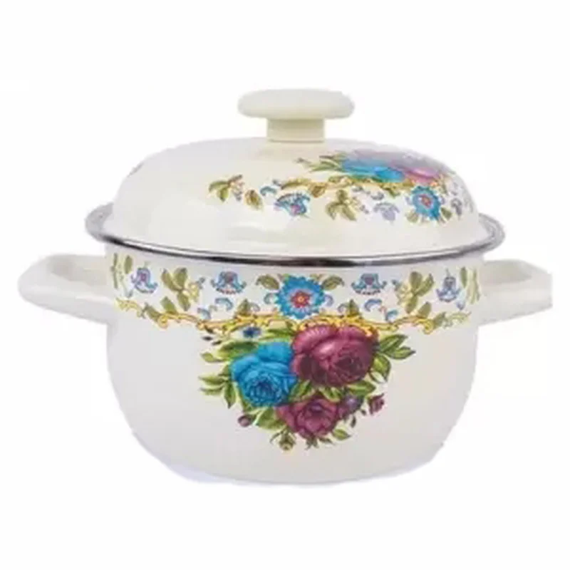 Enamel Pot Binaural Soup Stew Boiling Milk Universal Wok Hotpot Cookware for | Дом и сад