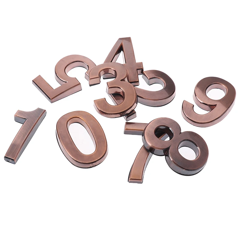 

1PCS Plastic Bronze Self- Adhesive 0-9 Door Numbers Customized House Address Sign
