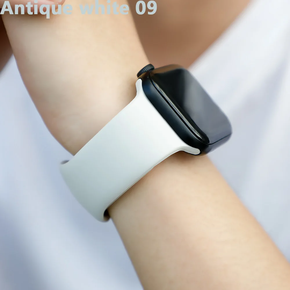 Antique white 09 Спортивный ремешок для Apple Watch ремешок 44 мм 40 4 3 iwatch ремешок 42 мм 38 мм силиконовый pulseira ремешок для часов Браслет Apple watch 5 ремешок 44 мм - Цвет ремешка: Antique white 09