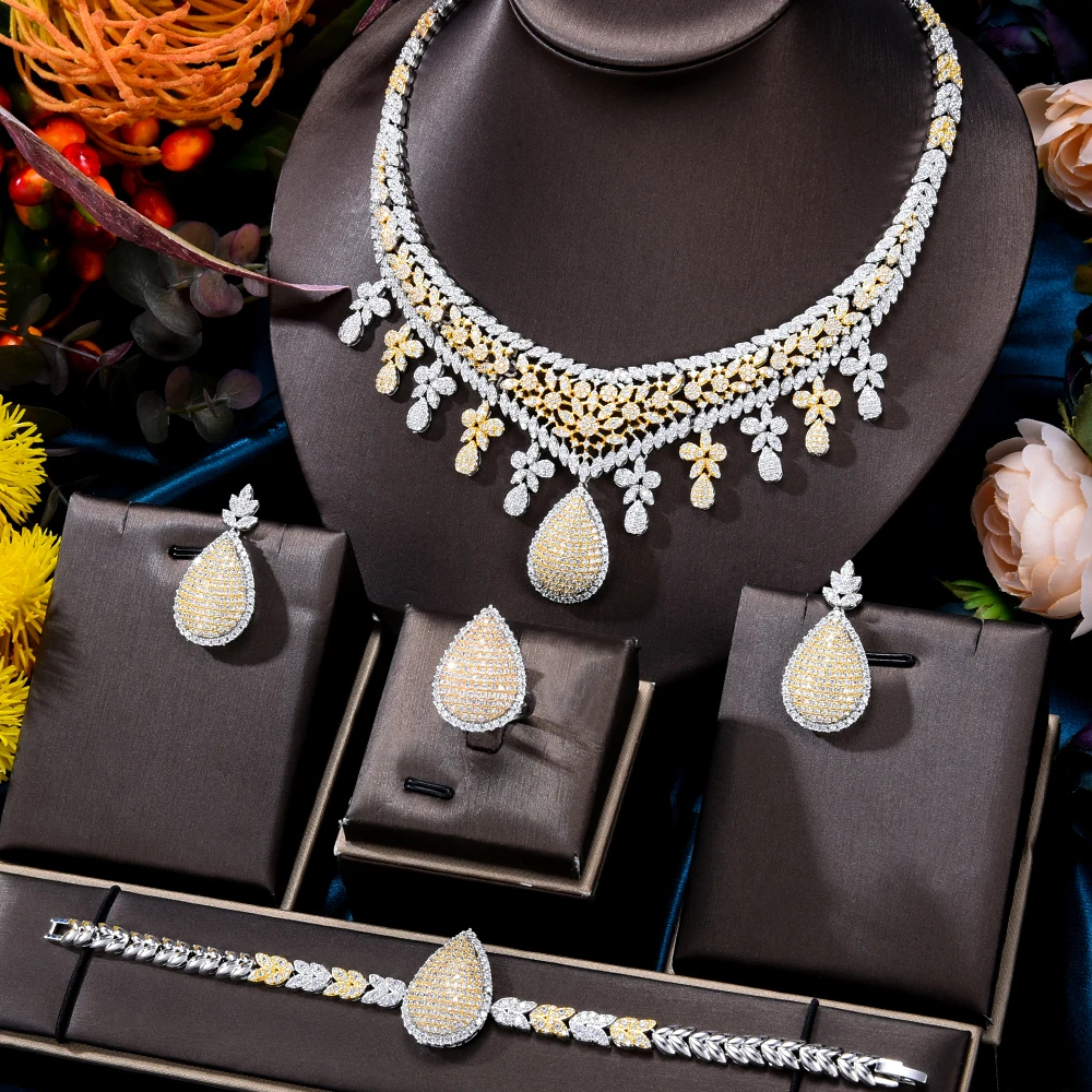 

GODKI Trendy 4pcs African Jewelry Sets For Women Wedding Full Micro Cubic Zirconia Dinner Dress Dubai/Indian Bridal Jewelry Sets