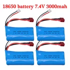 Аккумулятор 18650 7,4 В, 3000 мА  ч, литий-полимерный аккумулятор 2S для Wltoys 1040091242310428 12429124011240212402A, запасные аксессуары для радиоуправляемых автомобилей