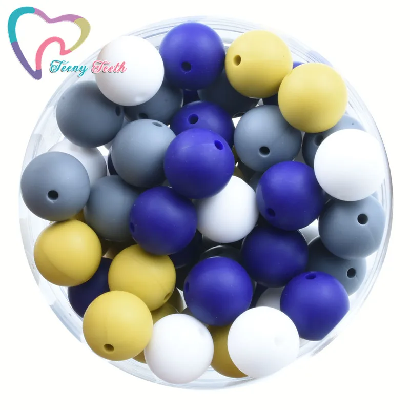 Cuentas redondas de silicona para dentici&oacute;n de beb&eacute;, collar de mordedor de silicona de grado alimenticio, sin BPA, 20 Uds., 9-15 MM-0